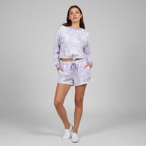 Ambrielle Purple Tie-dye Loungewear Pajama Set Long Sleeve Top Shorts Set XL